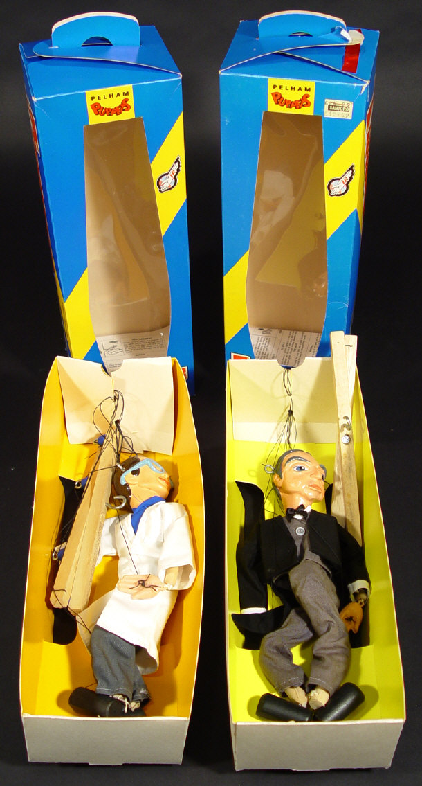 Appraisal: Two boxed Pelham Thunderbirds string puppets - 'Parker' and 'Brains'