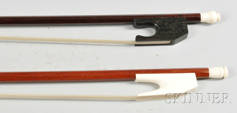 Appraisal: Two Baroque Violin Bows one ebony mounted the other in