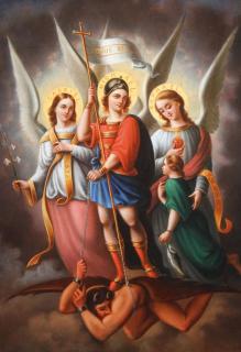 Appraisal: TH CENTURY PAINTING OF THE ARCHANGELS CONTINENTAL SCHOOL th century