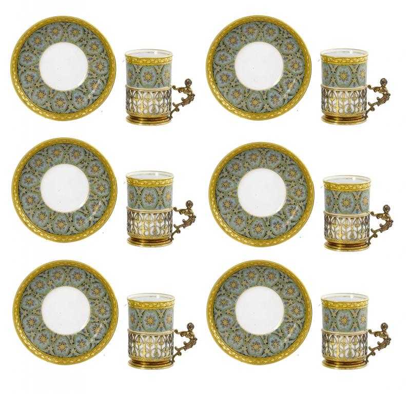 Appraisal: A SET OF SIX LIMOGES PORCELAIN COFFEE CUPS AND SAUCERS