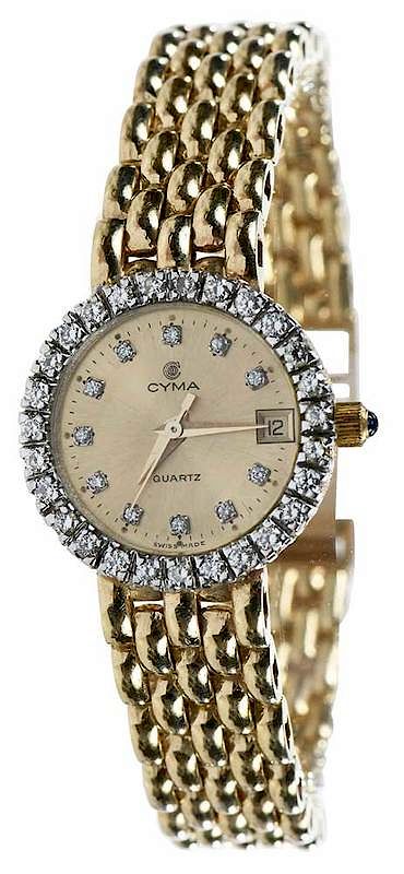 Appraisal: Cyma kt Diamond Watch mm case bezel with round brilliant