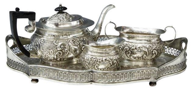 Appraisal: lot of Silver tea set assembled including sterling silver teapot