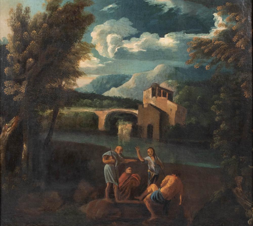 Appraisal: STYLE OF CLAUDE LORRAIN CLASSICAL LANDSCAPE WITH FIGURES IN THE