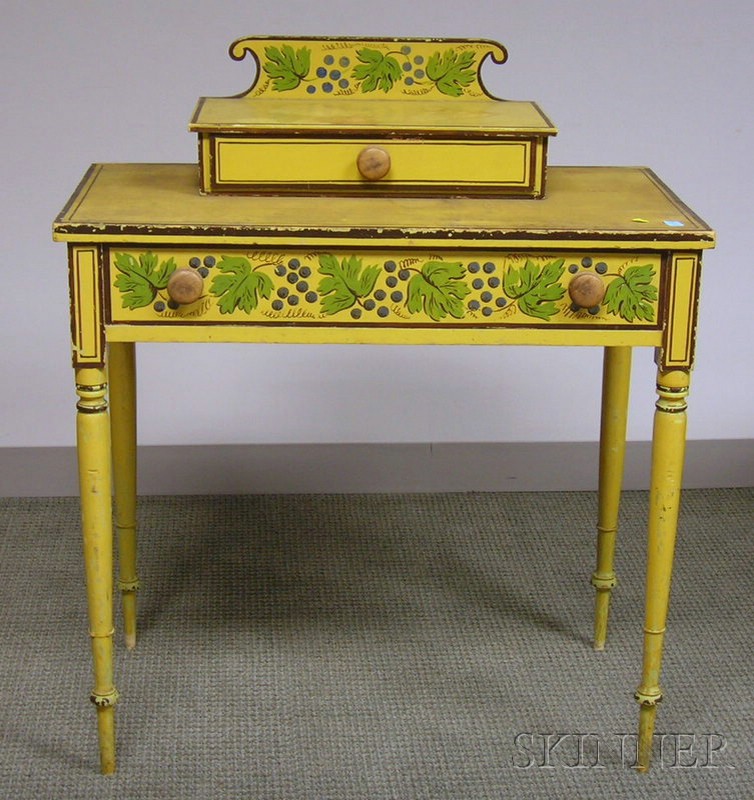 Appraisal: Painted and Decorated Federal Pine Dressing Table Later over-painted replaced