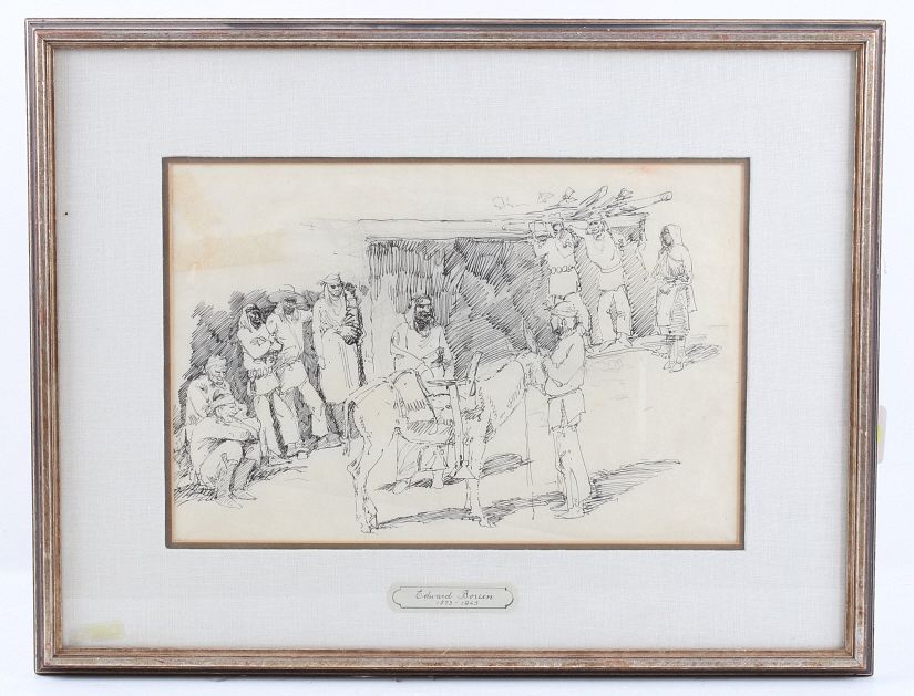 Appraisal: Edward Borein Original Pen Ink Framed Sketch Available in this