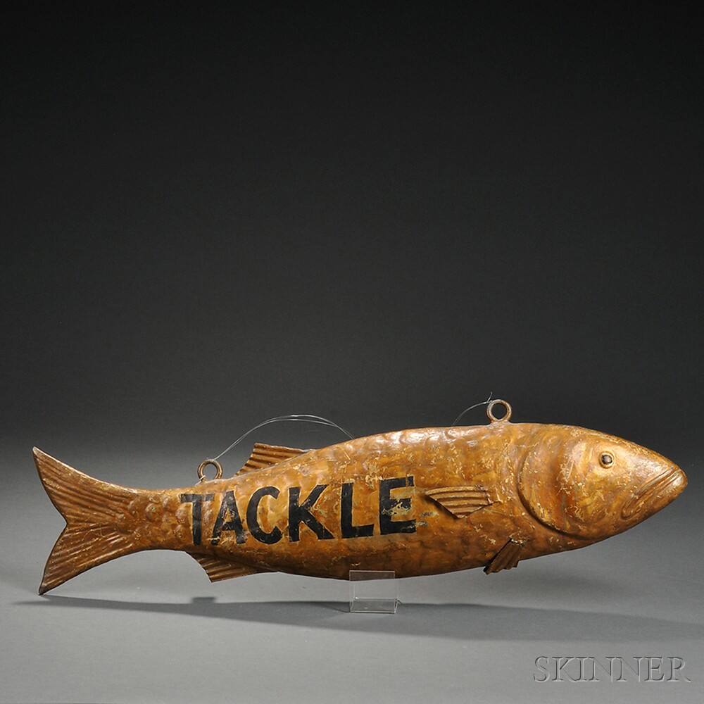 Appraisal: Molded Copper Codfish-form TACKLE Sign America late th century likely