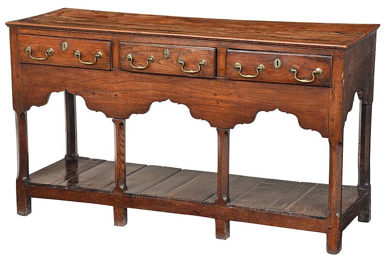 Appraisal: Welsh Oak Three Drawer Dresser British th th century oak