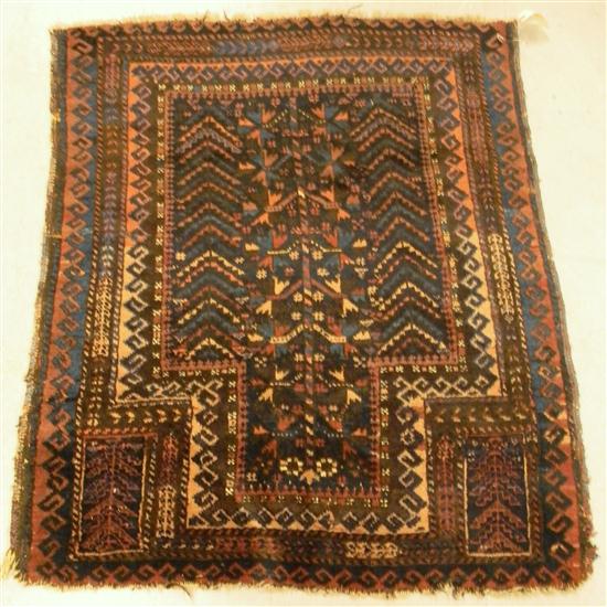 Appraisal: Antique Beluchistan prayer rug ' '' x ' '' reweaves