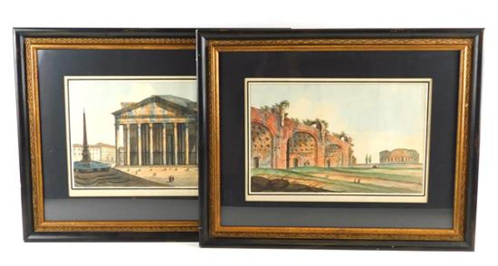 Appraisal: Pair of late th C Italian watercolors of Roman Grand