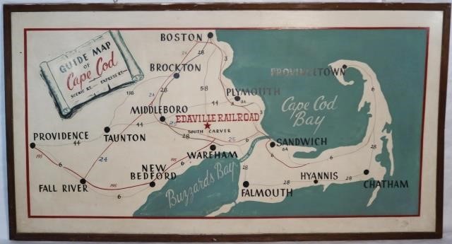 Appraisal: MID- TH CENTURY GUIDE MAP OF CAPE COD FEATURINGEDAVILLE RAILROAD