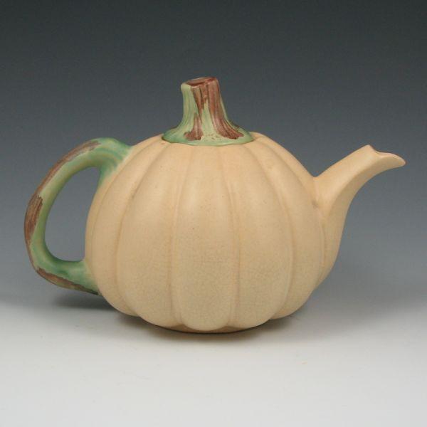 Appraisal: Weller pumpkin teapot with lid Marked Weller Pottery in script