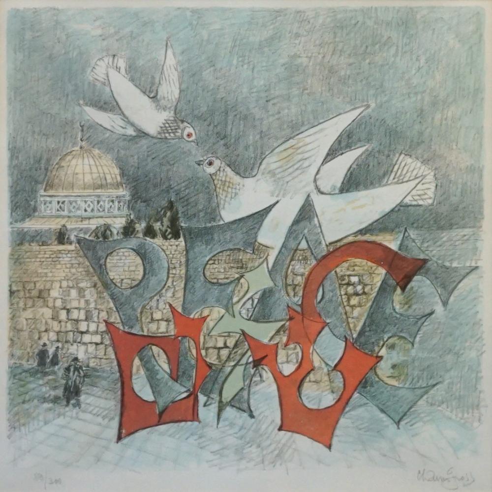 Appraisal: AFTER CHAIM GROSS UKRAINIAN AMERICAN - PEACE DOVES PRINT FRAME