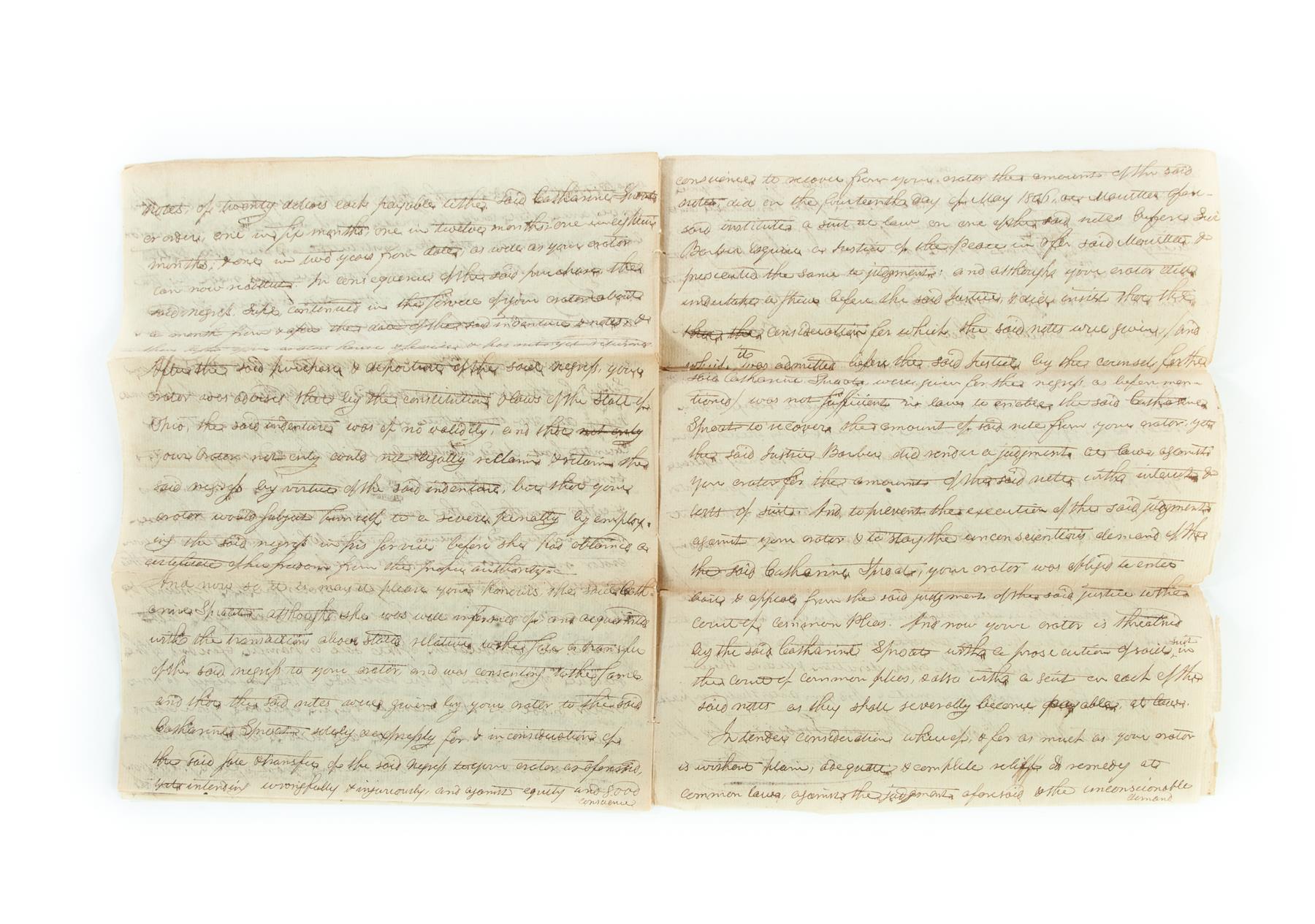 Appraisal: HAND WRITTEN INDENTURED SERVANT CONTRACT AND COMPLAINT DEPOSITIONS CONCERNING DISPUTE