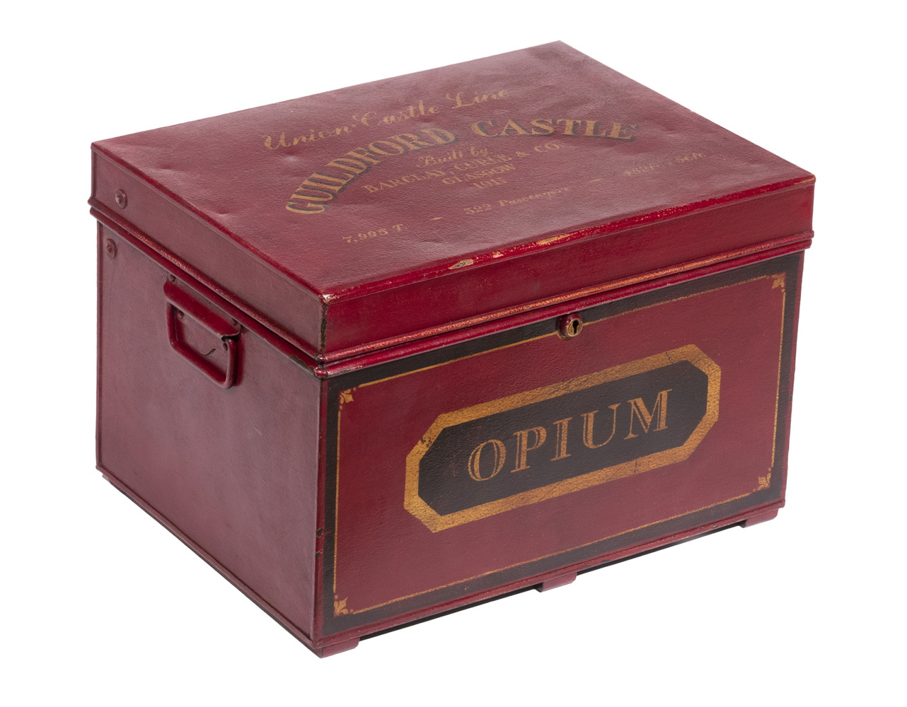 Appraisal: MARINE MEDICAL TIN BOX GUILDFORD CASTLE - OPIUM Wine painted