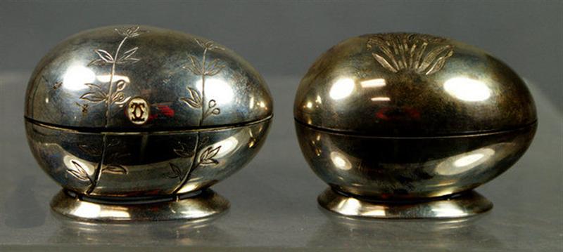 Appraisal: Cartier sterling and K LE hinged eggs each with a