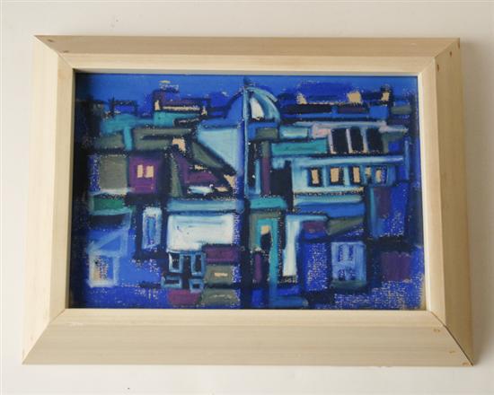 Appraisal: Artist Unknown Cubist Cityscape Pastel on paper Unsigned Framed H