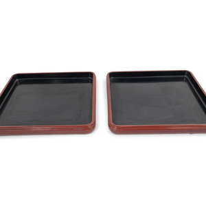 Appraisal: A Pair of Red Lacquer Trays Width inches Property from