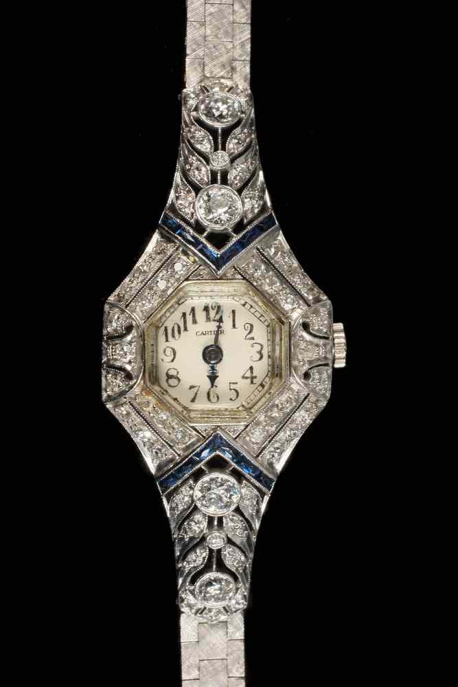 Appraisal: LADY'S WATCH - Cartier Art Deco platinum and diamond watch