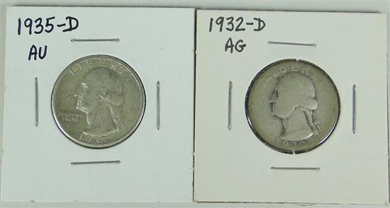 Appraisal: Two Scarce Washington Quarters -D key coin in this series