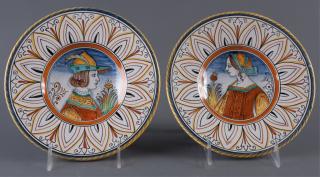 Appraisal: Signed Fidia Italy Deruta Plates Pair One depicting a man