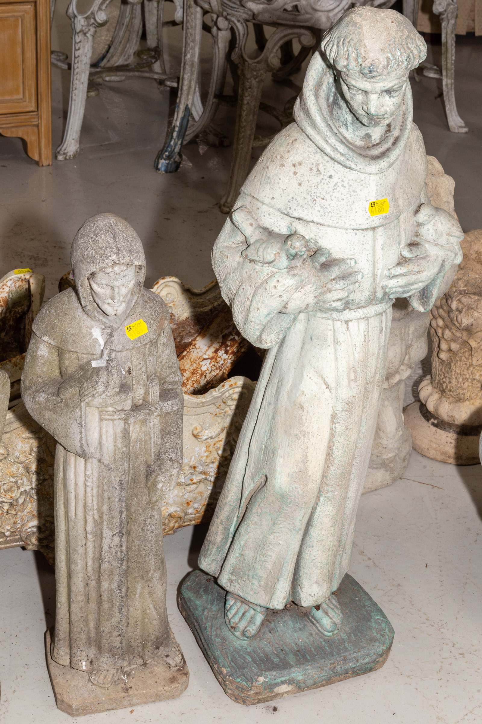 Appraisal: TWO CEMENT GARDEN FIGURES ST FRANCIS OF ASSISI th century