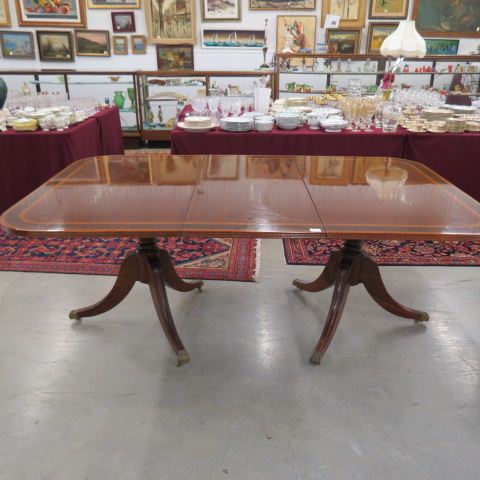 Appraisal: Fine Banded Inlaid Mahogany Dining Table with leaves Duncan Phyfe