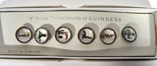 Appraisal: Set of six boxed Guiness advertising buttons