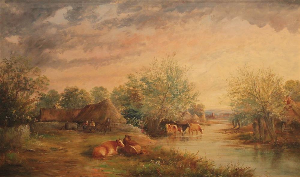 Appraisal: HENRY HOTHAM HARRIS BRITISH c - LANDSCAPE WITH COWS Oil