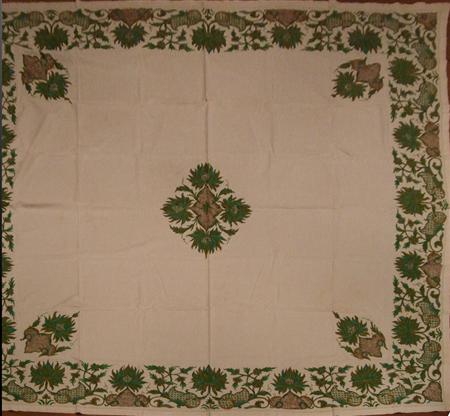 Appraisal: ARTS CRAFTS CREWELWORK TABLECLOTH CIRCA worked in coloured wools with