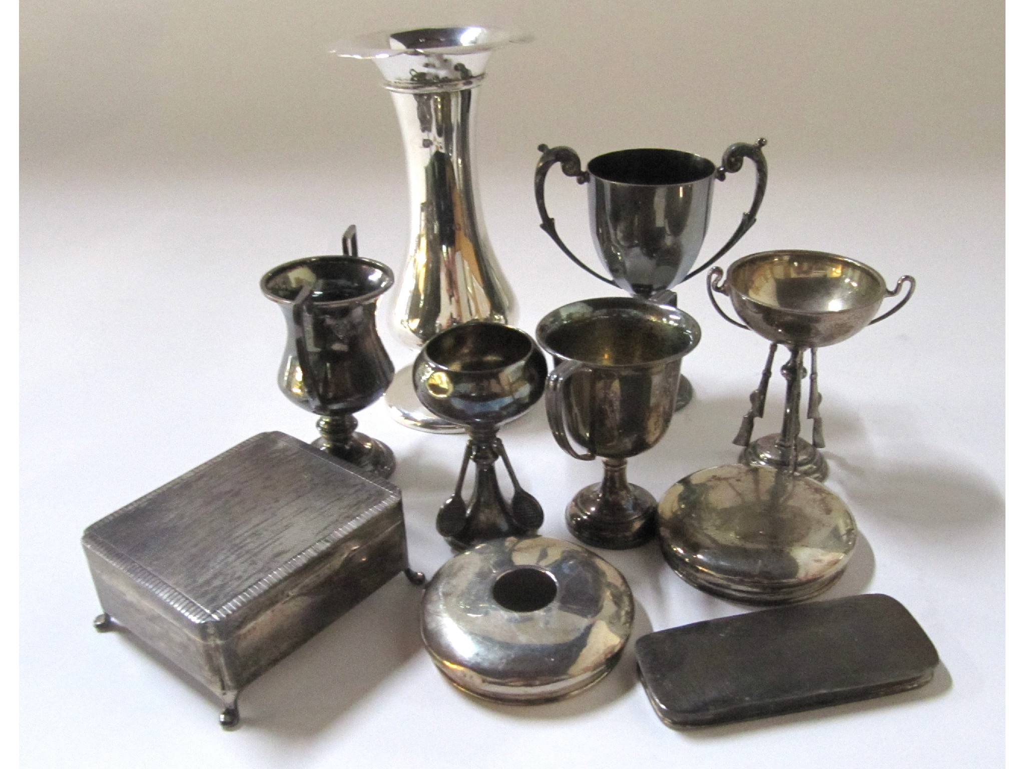 Appraisal: A mixed lot of silver - vase trophy cups jar