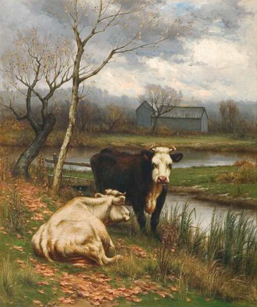 Appraisal: WIGGINS CARLETON American - Cattle Resting Near a Pond oil