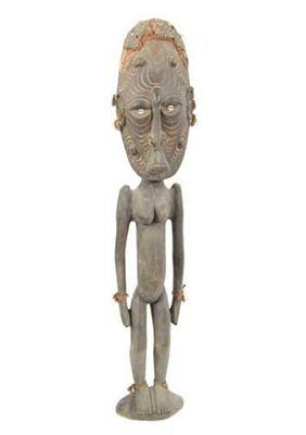 Appraisal: A Sepik female figure having an oval face with incised