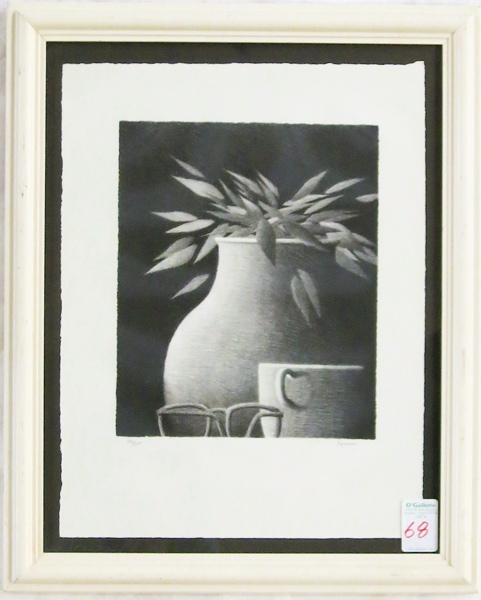 Appraisal: ROBERT KIPNISS LITHOGRAPH New York born Still-life with vase and