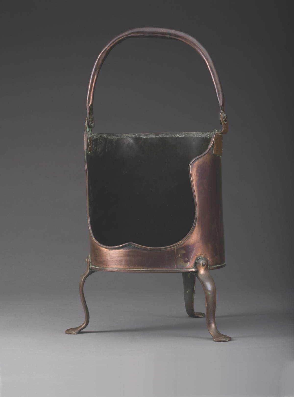 Appraisal: ENGLISH QUEEN ANNE COPPER PLATE WARMER ON CABRIOLE LEGS WITH