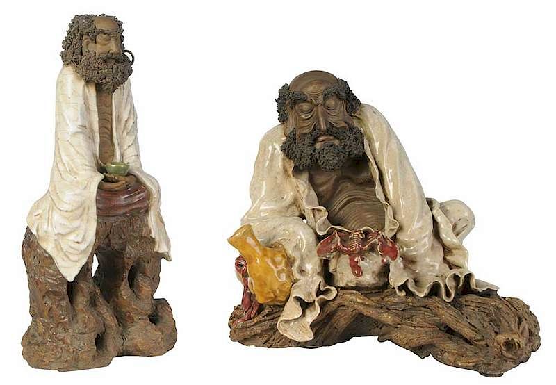 Appraisal: Two Shiwan Daoist Figures Chinese th century figure of a