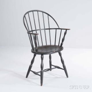 Appraisal: Sack-back Windsor Armchair New England late th century with vase