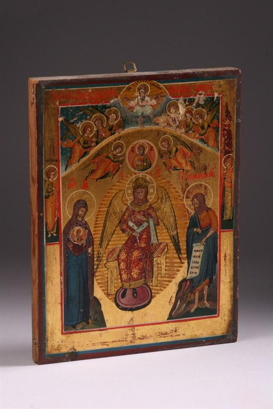 Appraisal: RUSSIAN ICON OF SOPHIA WISDOM OF GOD th century Seated