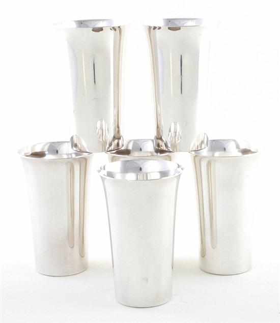 Appraisal: American sterling set of tumblers cylinder-form with flared rim marked