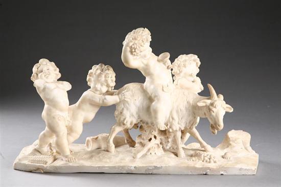 Appraisal: ALABASTER SCULPTURE WITH PUTTI BY ADA CIPRIANI ITALY LATE TH-EARLY