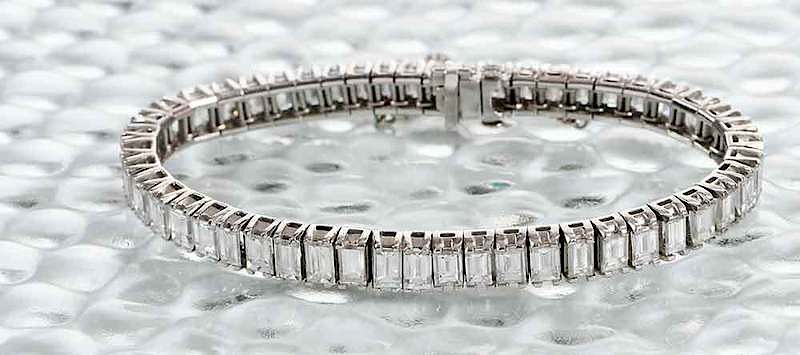 Appraisal: Platinum Diamond Tennis Bracelet baguette diamonds estimated total weight to