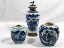 Appraisal: A mixed lot comprising three ginger jars one with cover