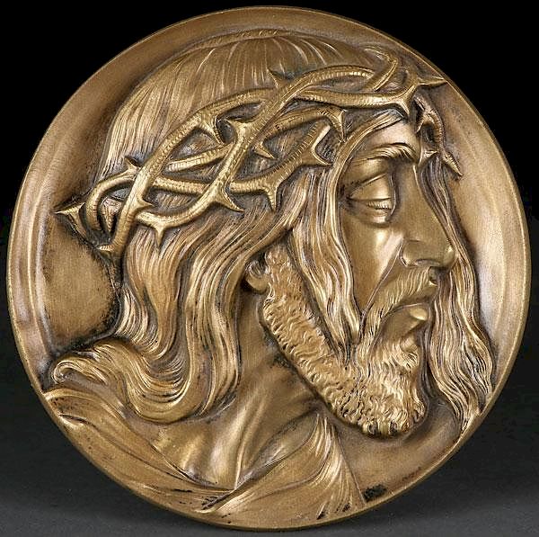 Appraisal: A CAST BRONZE RELIEF PLAQUE OF CHRIST A CAST BRONZE