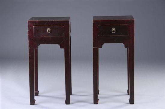 Appraisal: PAIR CHINESE LACQUERED ELMWOOD STANDS th century Shanxi province Square