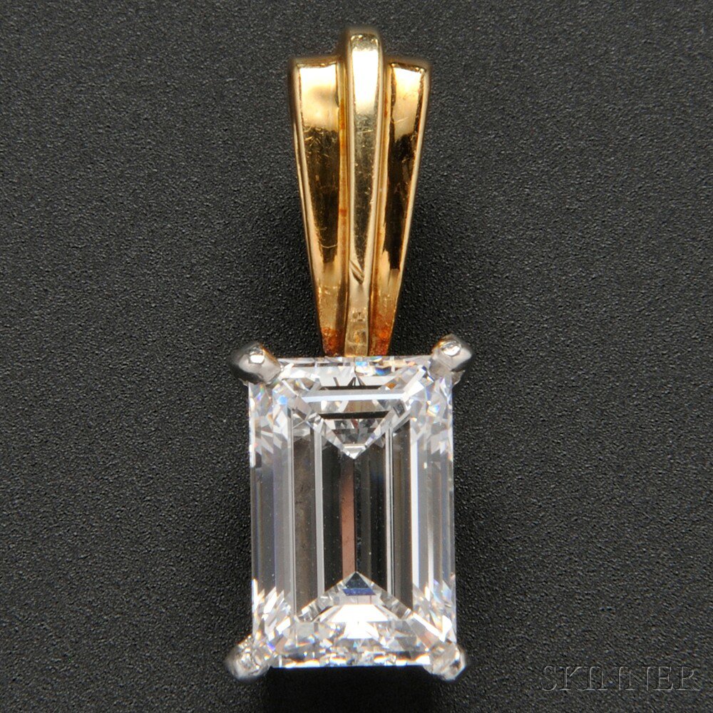 Appraisal: Diamond Pendant the emerald-cut diamond weighing cts Note Accompanied by