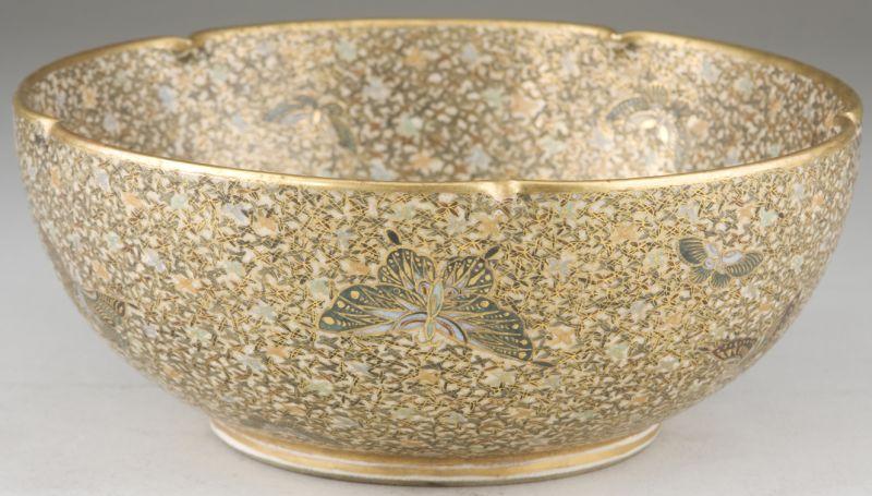 Appraisal: Satsuma Lobed Butterfly Bowl early th century signed on base