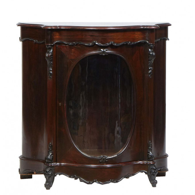 Appraisal: French Carved Mahogany Louis XV Style Carved Walnut Parlor Cabinet