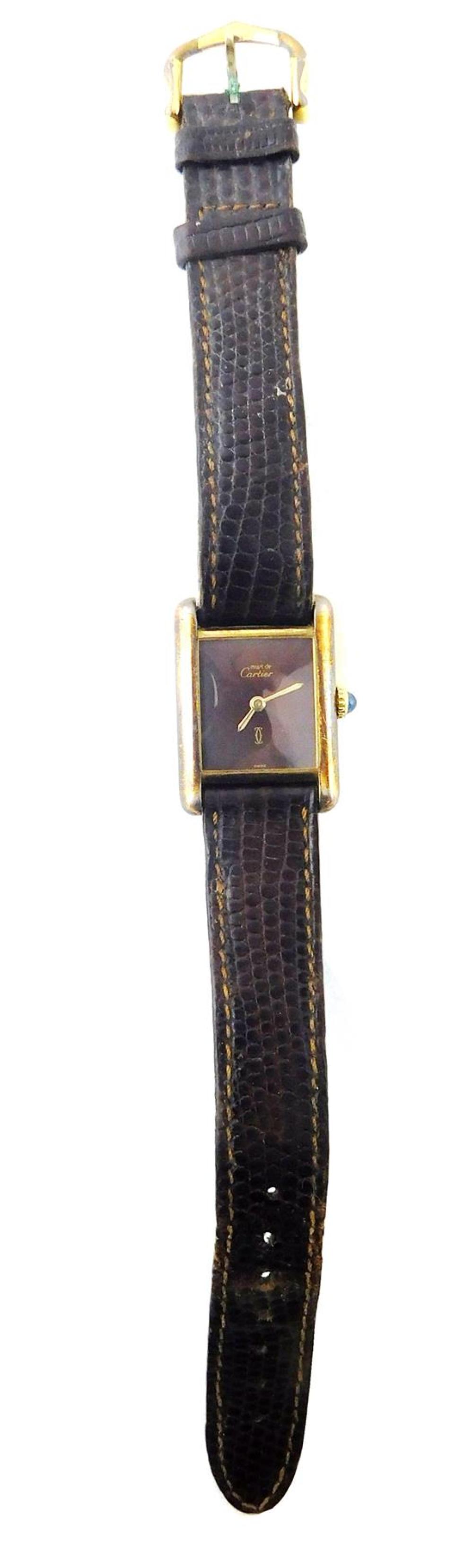 Appraisal: JEWELRY Cartier ladies vermeil wrist watch Argent Swiss th C