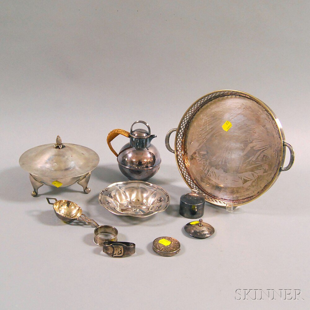 Appraisal: Small Group of Silver and Silver-plated Tableware including a hammered