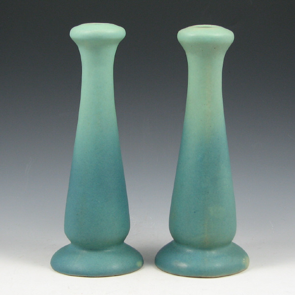 Appraisal: Pair of s Van Briggle candleholders in Ming Turquoise Marked