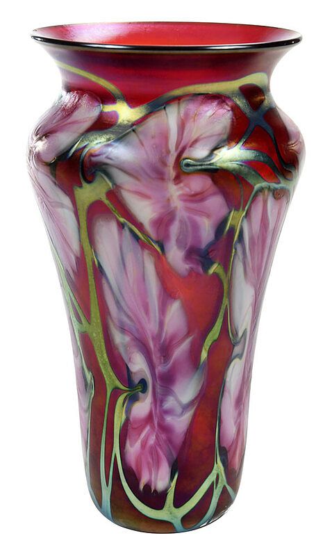 Appraisal: John Lotton Multi Flora Art Glass Vase American th century